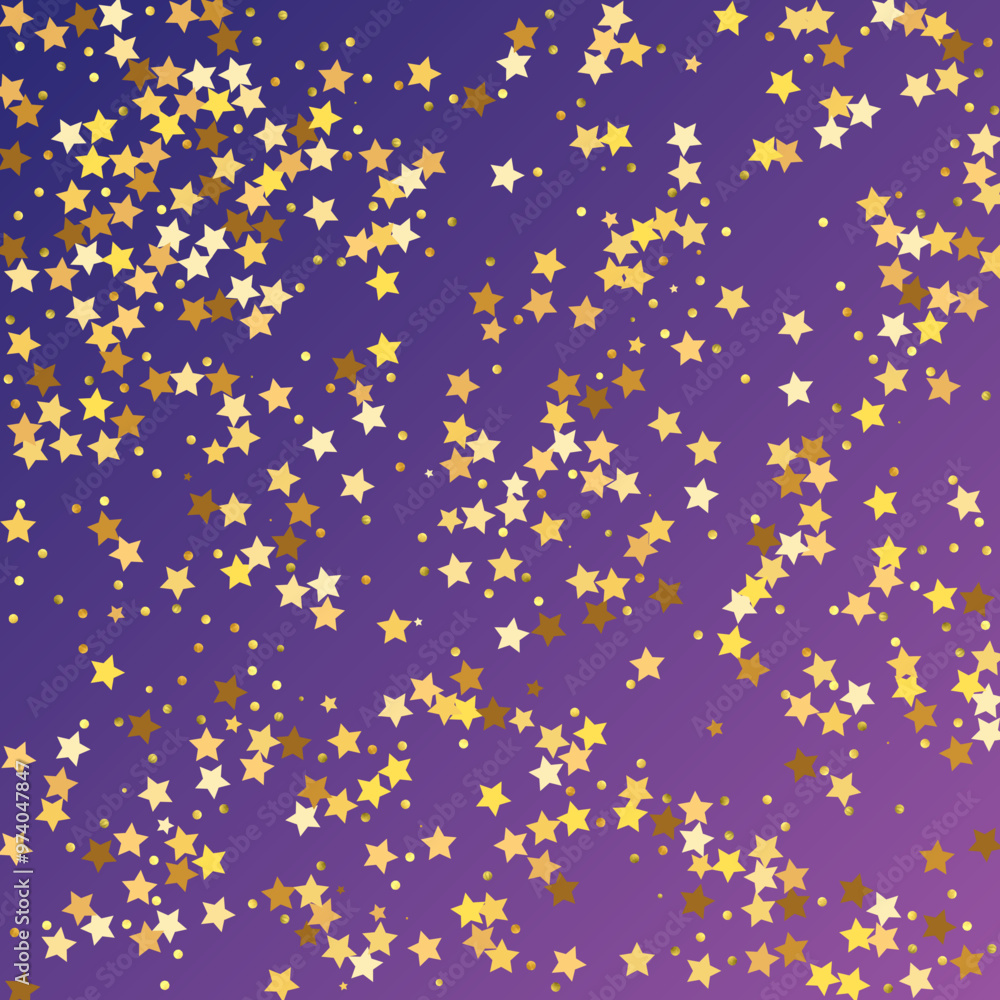 Star Sequin Confetti on Neon Purple Background. Vector Gold Glitter. Falling Particles on Floor. Isolated Flat Birthday Card. Golden Stars Banner. Voucher Gift Card Template. Christmas Party Frame. Star Sequin Confetti on Neon Purple Background. Vector Gold Glitter. Falling Particles on Floor. Isolated Flat Birthday Card. Golden Stars Banner. Voucher Gift Card Template. Christmas Party Frame.
