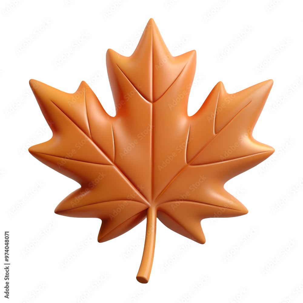 Obraz premium Maple leaf 3D render icon isolated on white background