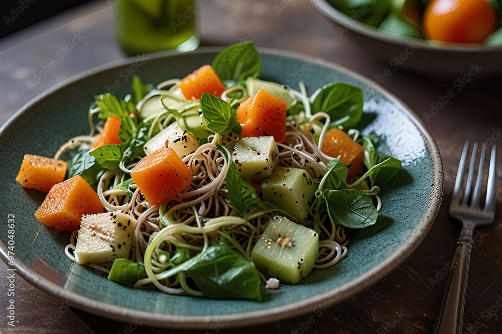 Refreshing Summer Salad with Soba Noodles, Honeydew Melon, and Mint Refreshing Summer Salad with Soba Noodles, Honeydew Melon, and Mint