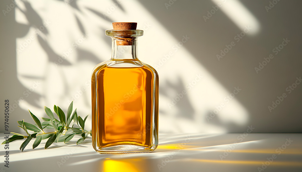 Elegant Glass Bottle with High-Quality Natural Olive Oil Elegant Glass Bottle with High-Quality Natural Olive Oil