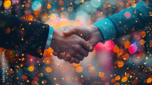 Two Business Professionals Shaking Hands in a Close-Up Shot, Highlighting Professionalism, Partnership, and Success with Sharp Focus and Shallow Depth of Field in a Blurred Background Setting.