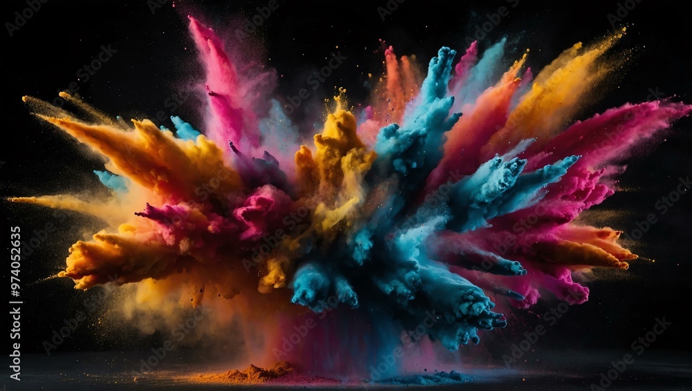 Colorful powder explosion on a black background Colorful powder explosion on a black background