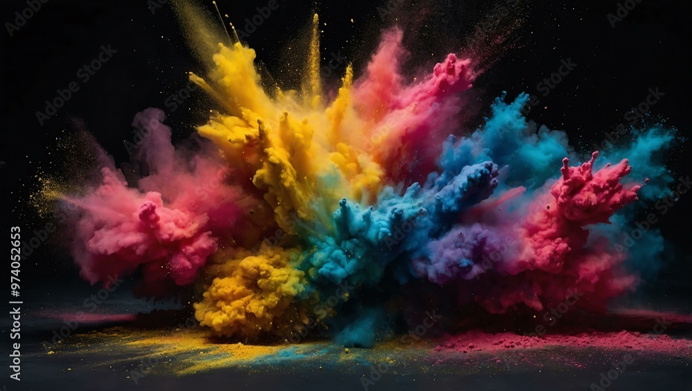 Colorful powder explosion on a black background Colorful powder explosion on a black background
