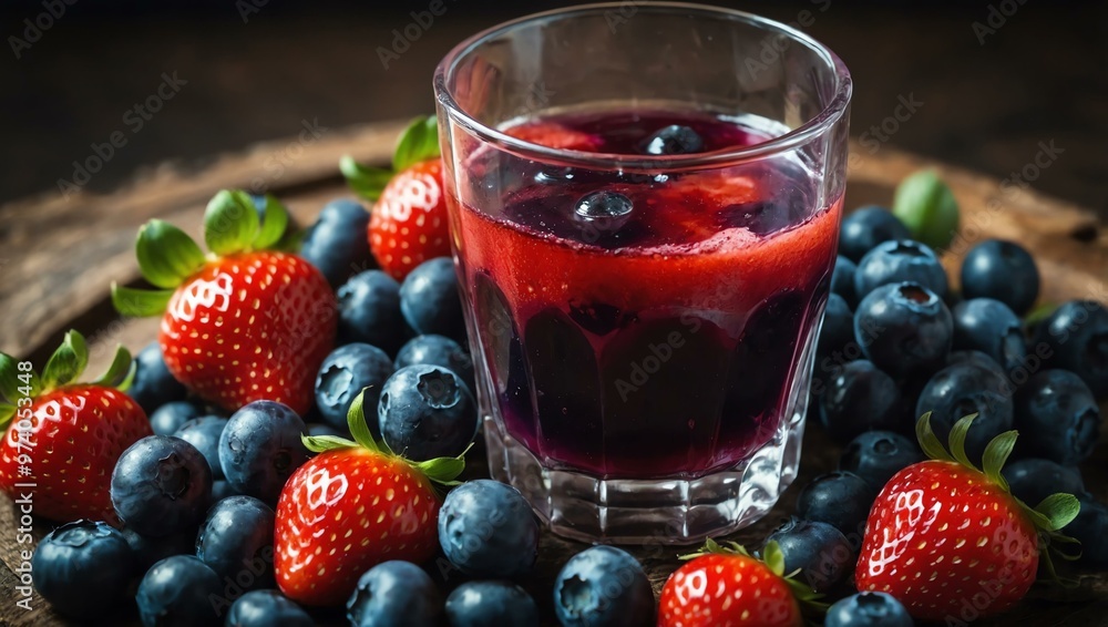 Cute strawberry and blueberry juice Cute strawberry and blueberry juice