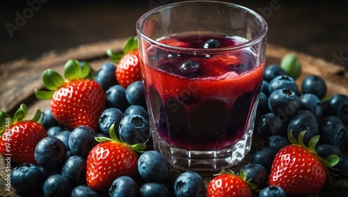 Cute strawberry and blueberry juice