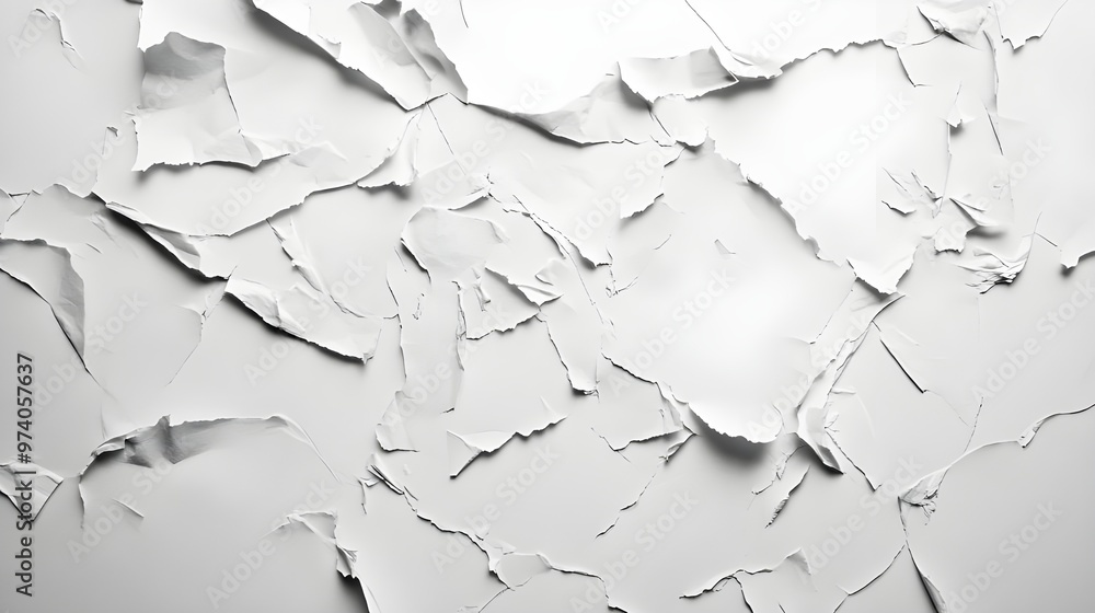 Fototapeta premium Isolated White Paper with Crumpled Texture.
