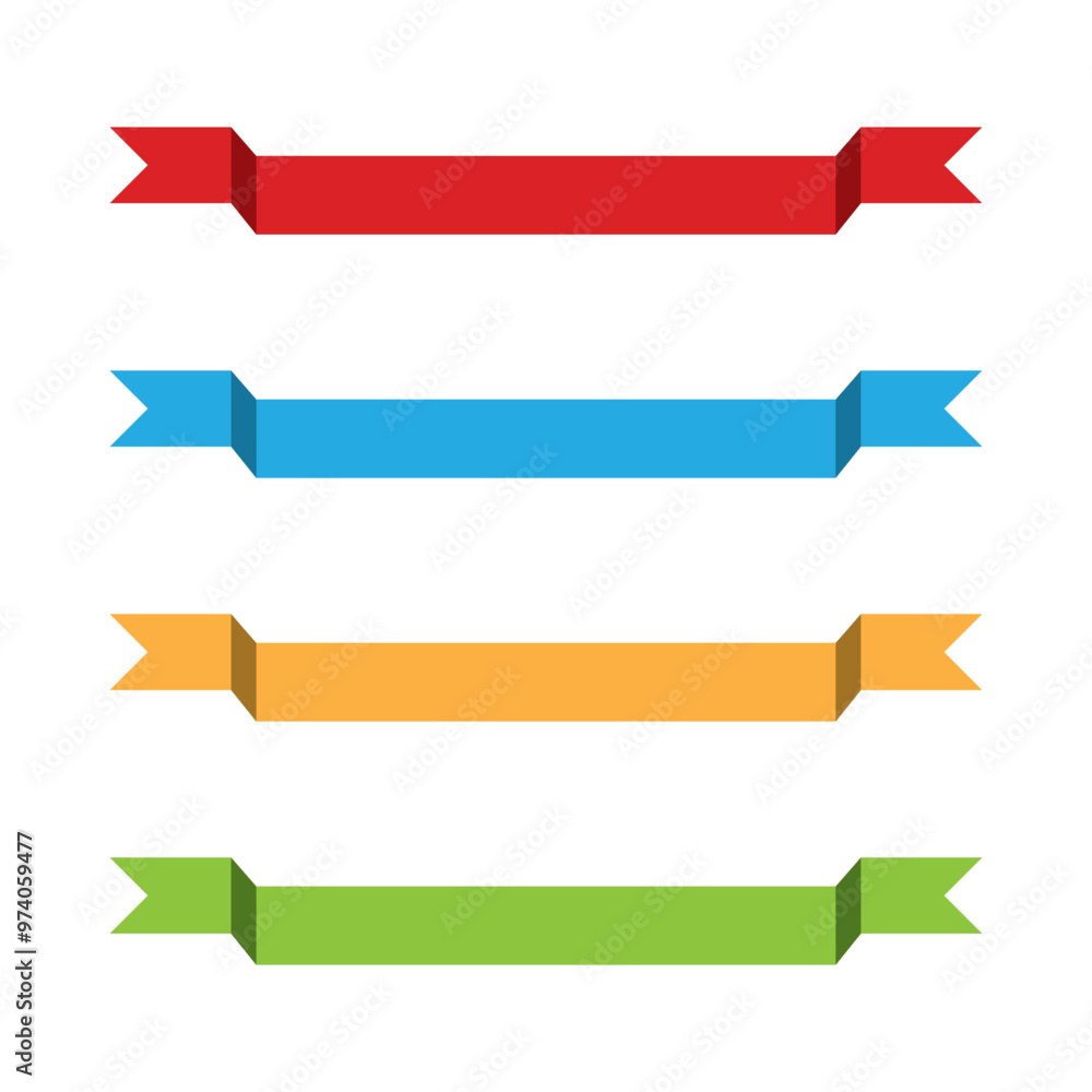 Flat ribbons banners flat isolated on white background, set Flat ribbons banners flat isolated on white background, set