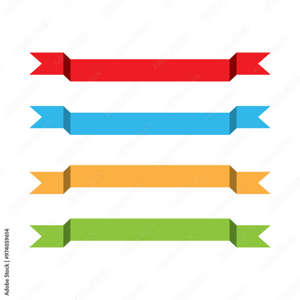 Flat ribbons banners flat isolated on white background, set Flat ribbons banners flat isolated on white background, set