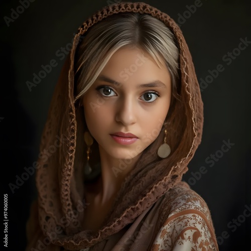 Portrait of beautiful woman in typical Pakistani attire