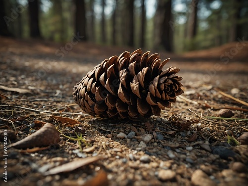 Pine cone on the ground.