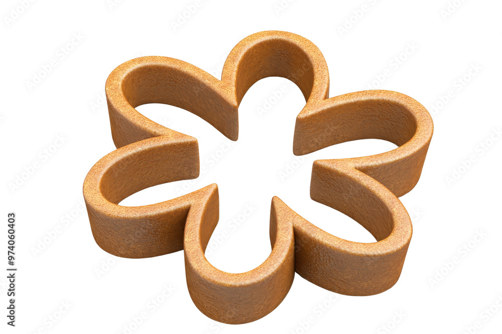 Flower-shaped cookie cutter made of brown material, isolated on transparent background. Perfect for baking and cooking projects. Flower-shaped cookie cutter made of brown material, isolated on transparent background. Perfect for baking and cooking projects.