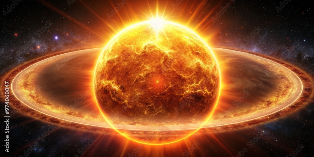 Obraz premium Breathtaking view of the sun's radiant disk, surrounded by a halo of light, amidst the inky blackness of