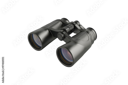 High-quality black binoculars on a transparent background. Perfect for bird watching, outdoor adventures, and nature exploration.