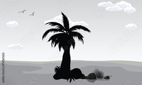 vector tree background with black & what