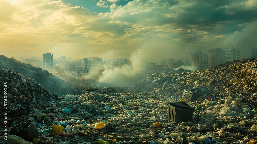 World overwhelmed by mountains of garbage pollution piles of plastic ...