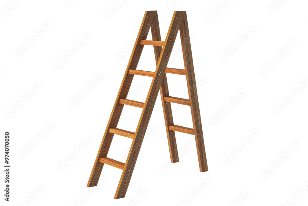 Wooden stepladder with multiple steps, ideal for home improvement, construction, and DIY projects. Isolated on a transparent background. Wooden stepladder with multiple steps, ideal for home improvement, construction, and DIY projects. Isolated on a transparent background.