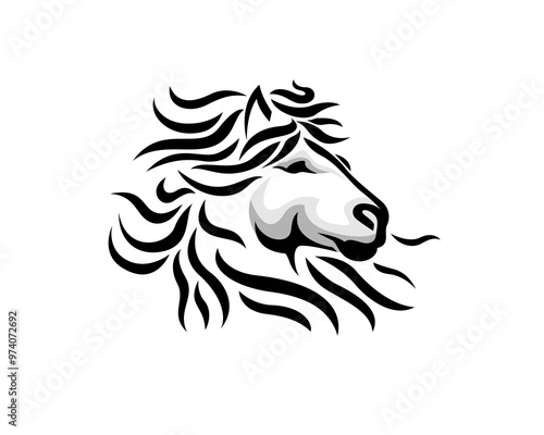 head art with flying hair style tattoo art logo design template illustration inspiration