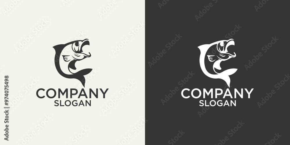 Fototapeta premium fish icon simple monogram logo design vector illustration