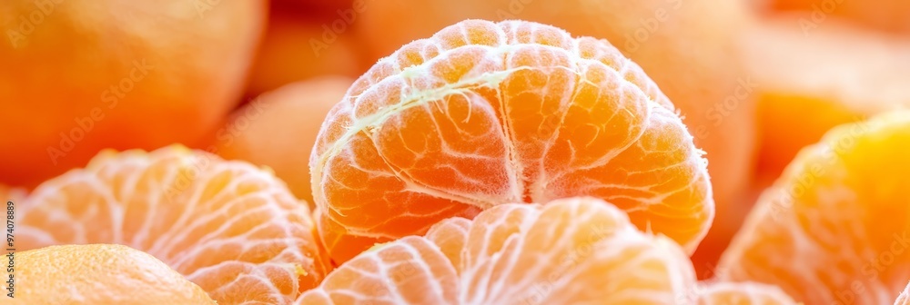 A group of oranges arranged atop a larger pile, all touching one another A group of oranges arranged atop a larger pile, all touching one another