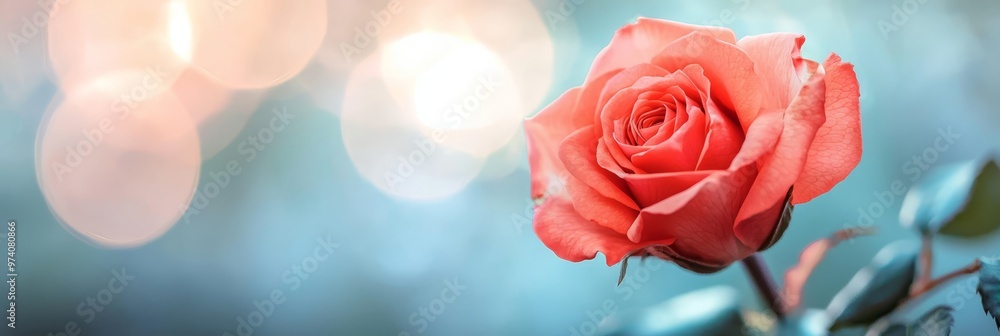 A red rose with bokeh of light in the background - a blurry backdrop A red rose with bokeh of light in the background - a blurry backdrop