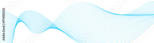 abstract blue line wave background. light lines wavy flowing dynamic in blue colors isolated on white background. AI technology, digital, communication, 5G, science, music. vector illustration