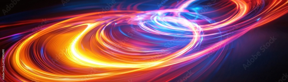 Light trails forming abstract spirals, organic shapes, vibrant and energetic. Light trails forming abstract spirals, organic shapes, vibrant and energetic.