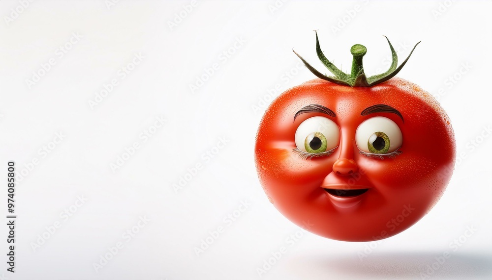 A cheerful cartoon tomato with a smiling face and bright eyes, perfect for adding fun to food-related designs. A cheerful cartoon tomato with a smiling face and bright eyes, perfect for adding fun to food-related designs.