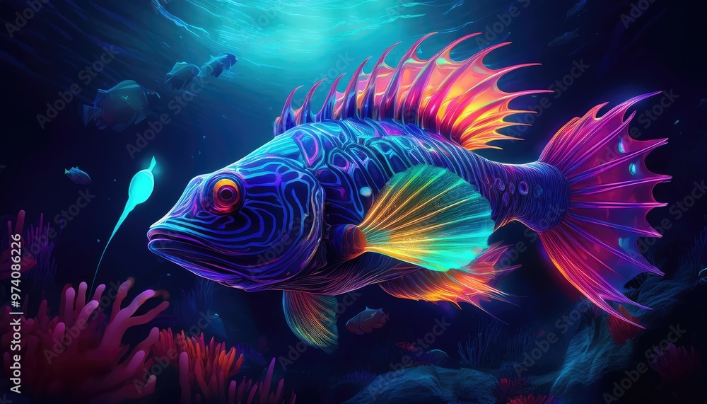 Vibrant fish in blue water Vibrant fish in blue water