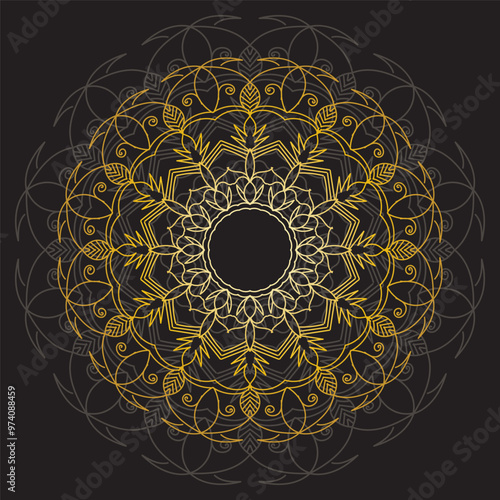 Cute gold Mandala. Ornamental round doodle flower isolated on white background. Geometric decorative ornament in ethnic oriental style.