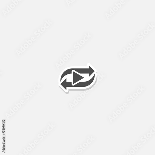 Repeat icon in simple design sticker isolated on gray background