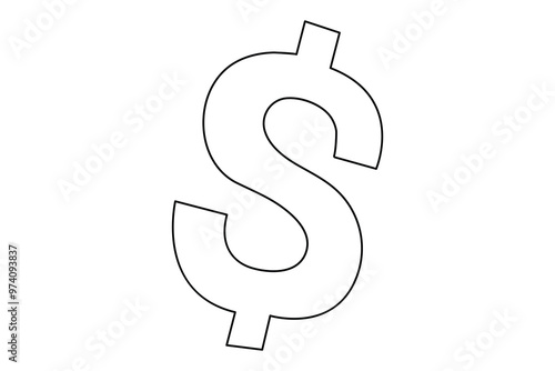 Continuous one line drawing of dollar sign Minimalism design outline vector