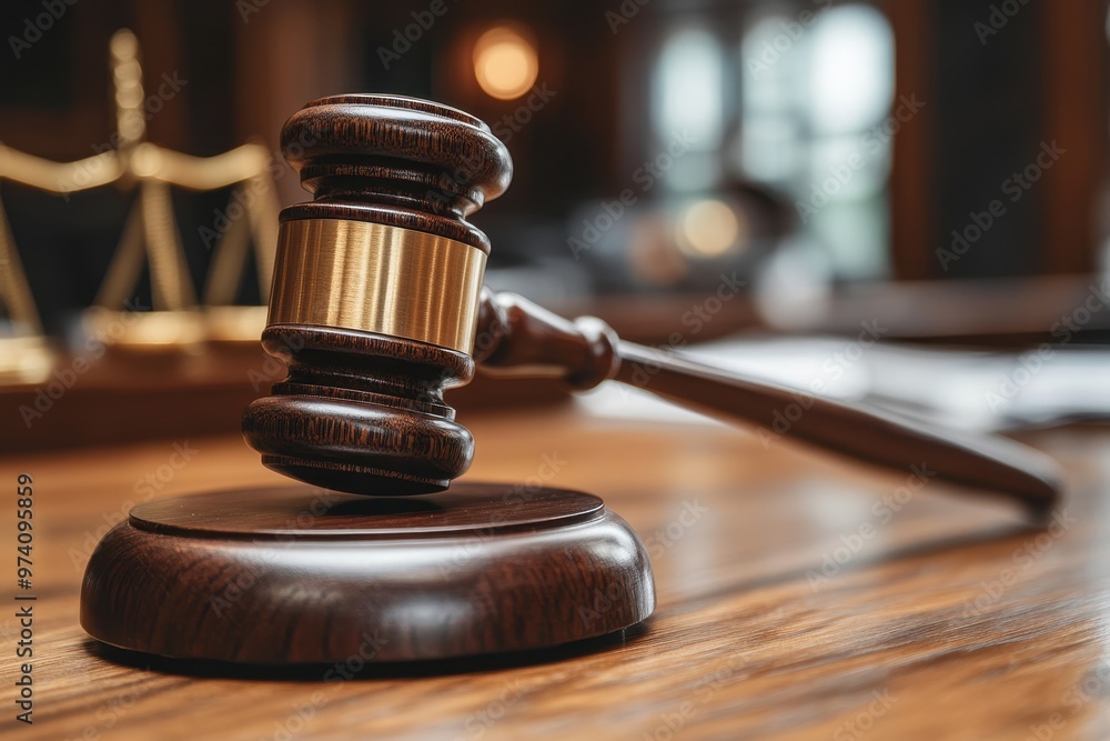 A close-up of a wooden gavel resting on a polished table, symbolizing justice and legal authority in a courtroom setting. A close-up of a wooden gavel resting on a polished table, symbolizing justice and legal authority in a courtroom setting.