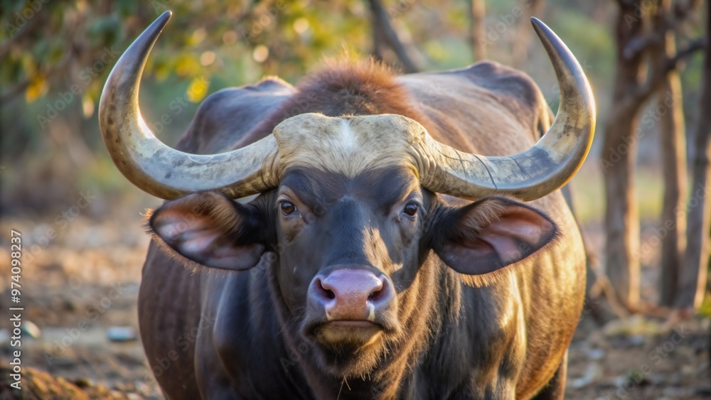 Majestic Indian bull gaur photo close-up Majestic Indian bull gaur photo close-up