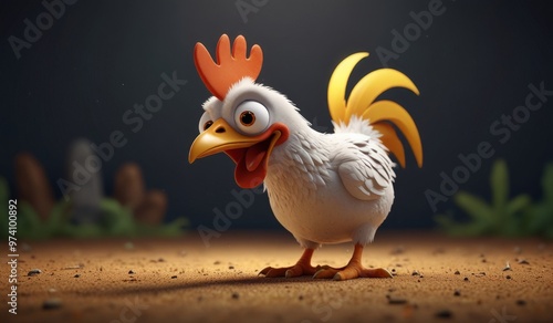 funny slapstick energetic chicken stylized 3d animation cartoon