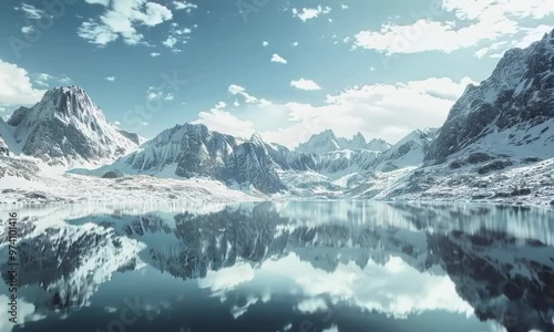 Wallpaper Mural Snowy mountains with a frozen lake below, , Video Torontodigital.ca