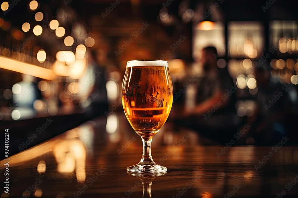 bartender with glass of beer in bar bartender with glass of beer in bar