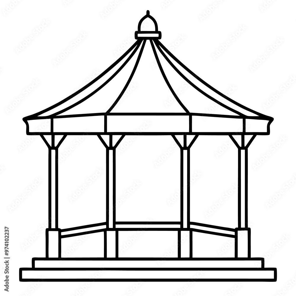pavilion outline coloring book page line art drawing pavilion outline coloring book page line art drawing