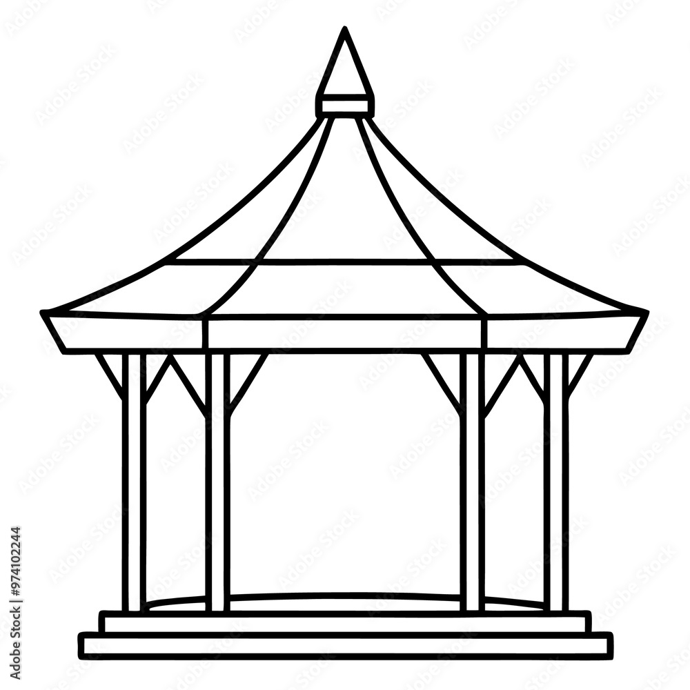 pavilion outline coloring book page line art drawing pavilion outline coloring book page line art drawing