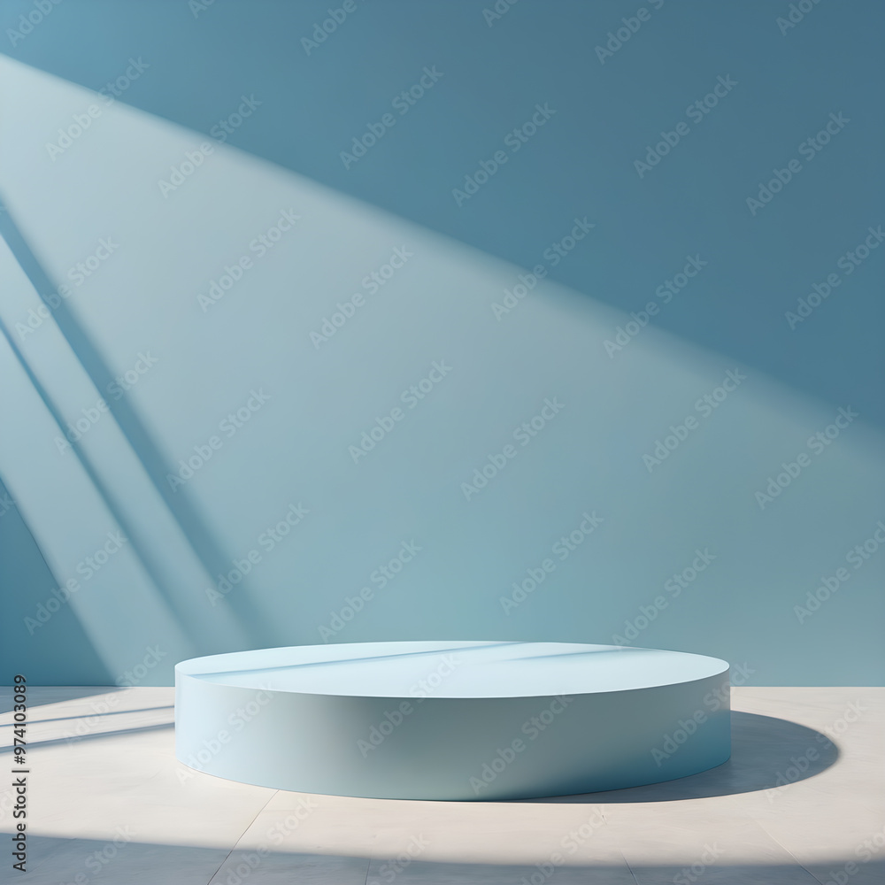 Minimalistic scene with blue pedestal. Minimalistic scene with blue pedestal.