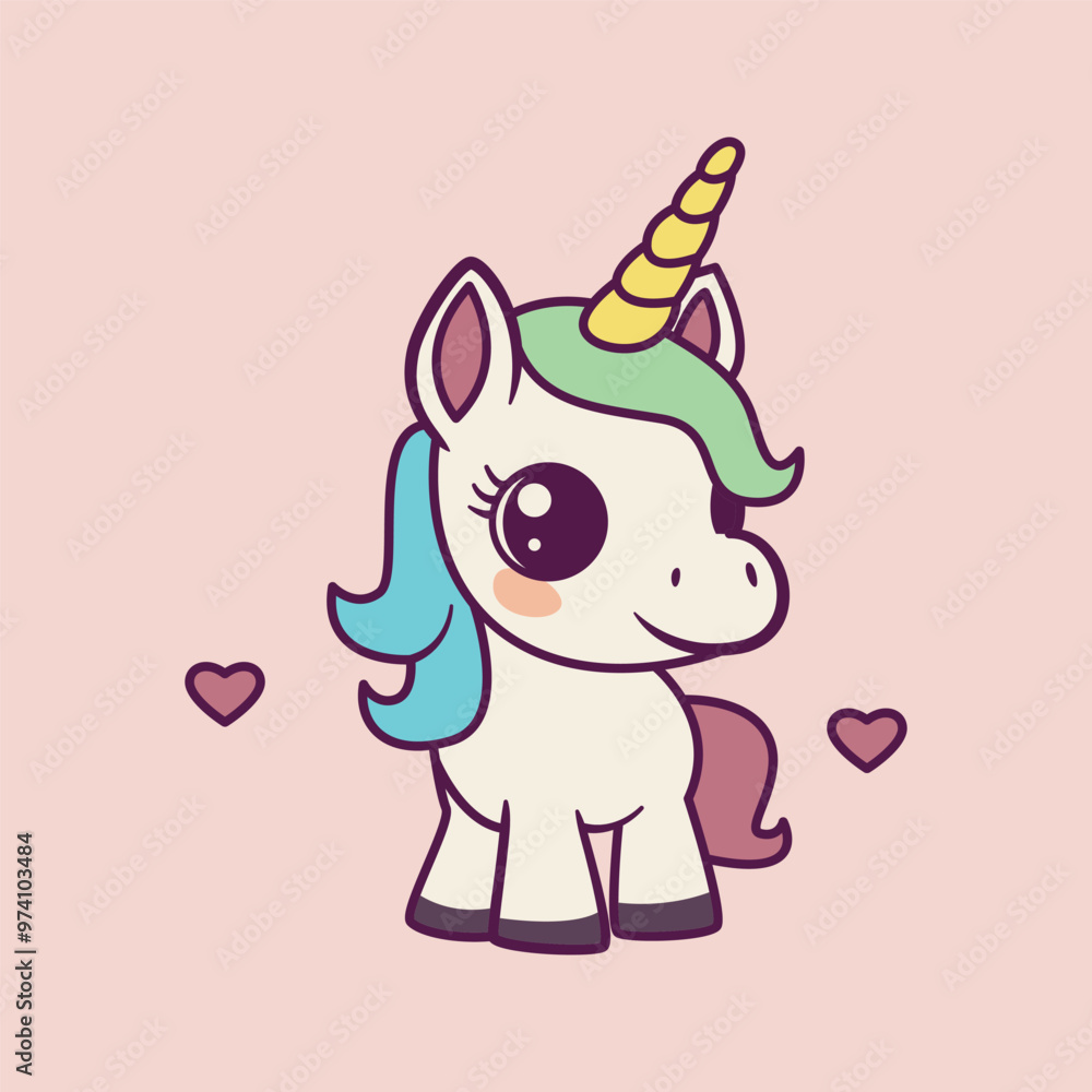 Cartoon Kawaii Unicorn with Pink Hair Icon Illustration
Cartoon Kawaii Unicorn with Pink Hair Icon Illustration