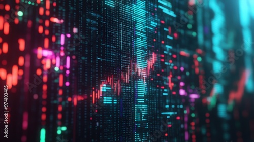 Wallpaper Mural Trading charts and data background on pixelated screen Torontodigital.ca