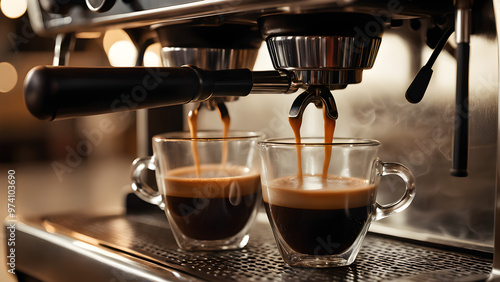 espresso machine pouring espresso