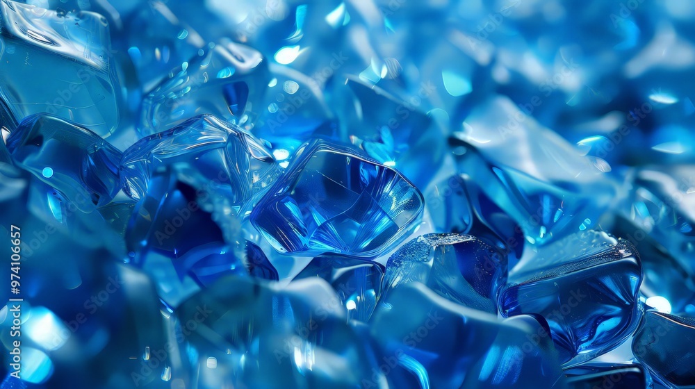Abstract crystal background in blue colors with refracting of light and highlights on the facets Abstract crystal background in blue colors with refracting of light and highlights on the facets
