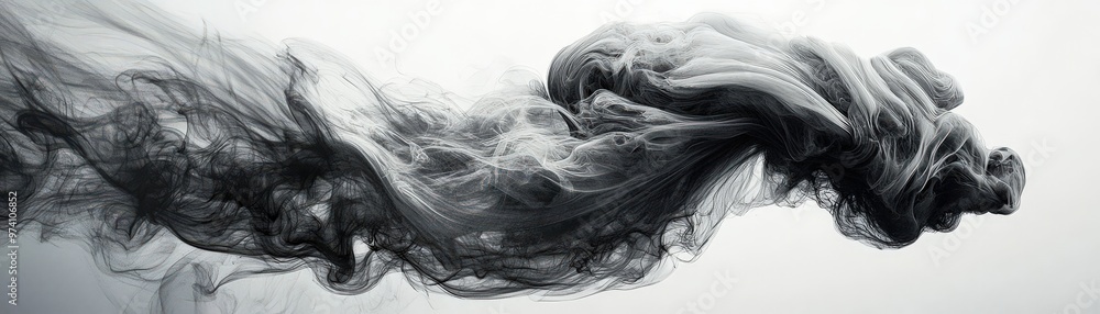 Fototapeta premium Smoke in abstract spiral forms, organic shapes, mysterious and captivating.