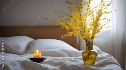 forsythia on the bed

