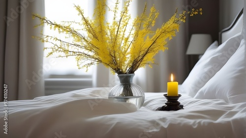 forsythia on the bed
