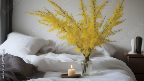 forsythia on the bed
