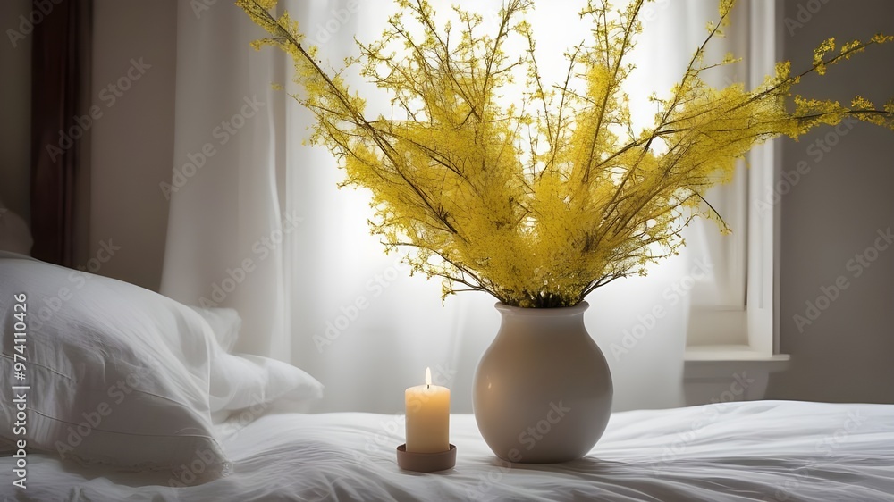 Naklejka premium forsythia on the bed 