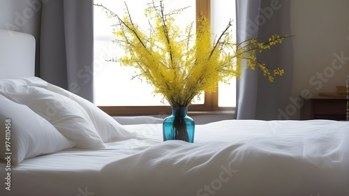 forsythia on the bed
