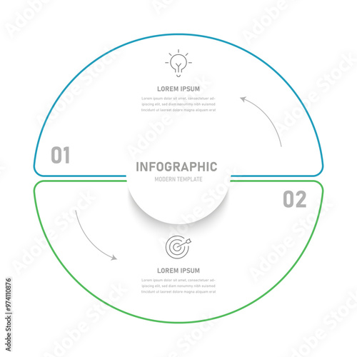 A thin linear infographic consisting of 2 stages. Infographics for business presentations	